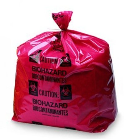 ASSOCIATED BAG Poly Bag Printed w/ BioHazard Symbol, Red, 12x18, 100/pk, 100PK 246105